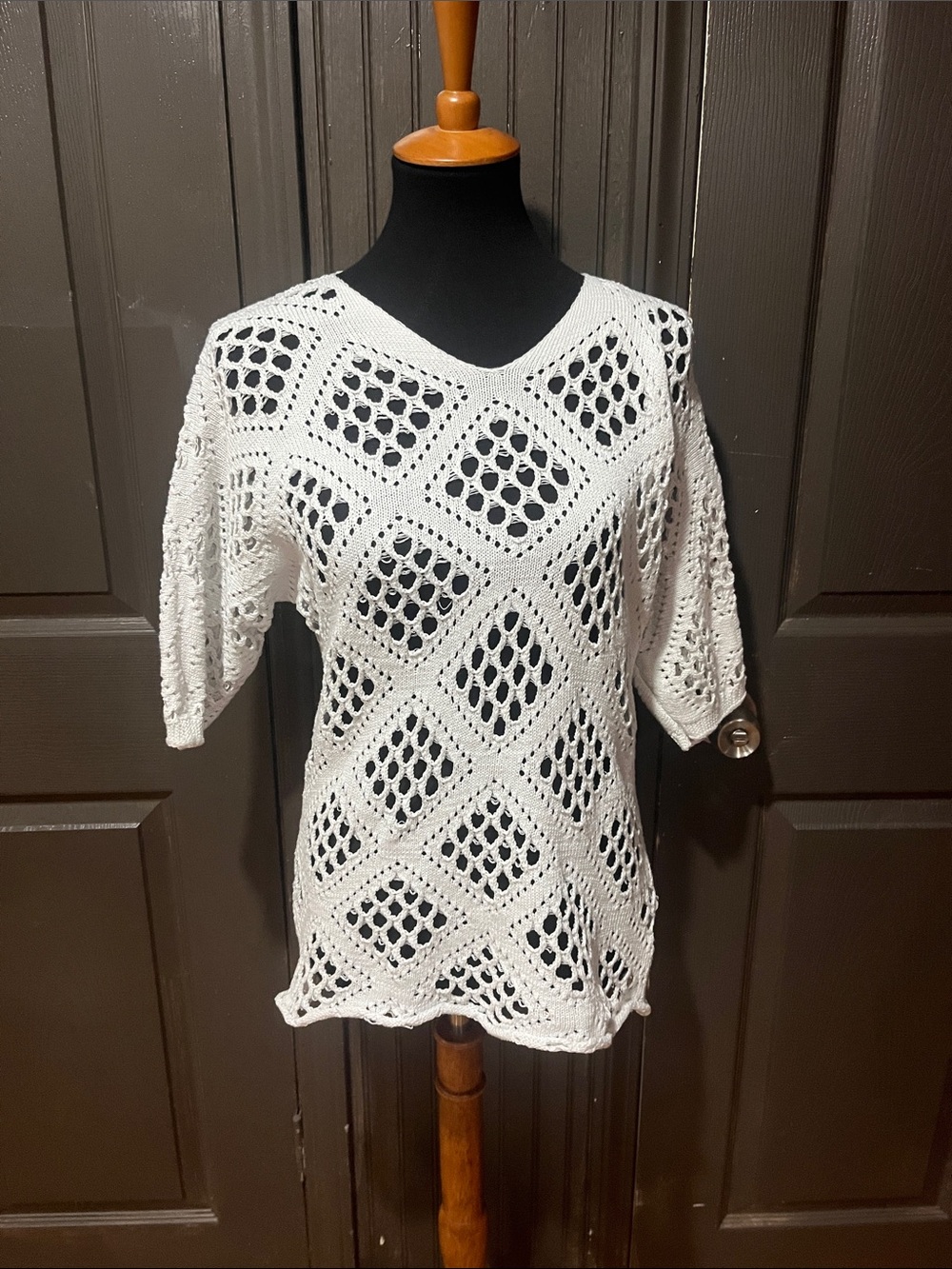 White Crochet Knit Openwork Top